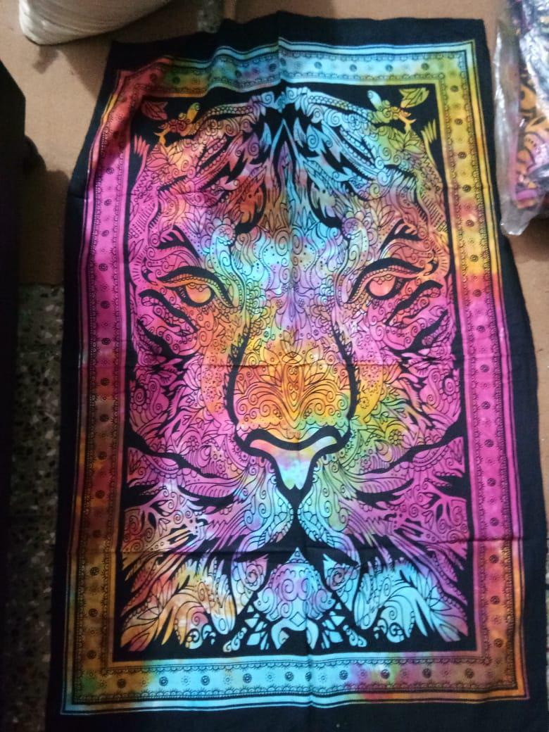Lion in Forest Tie dye Poster Wall Hanging Handmade Cotton Tapestry 40"x30" inch