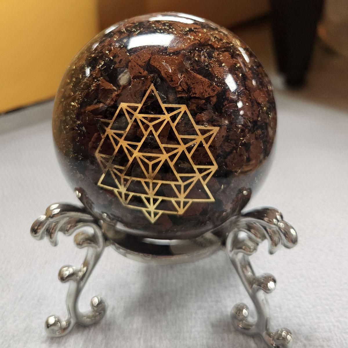 Mahogany Obsidian Orgone Sphere – Artifact of Strength & Psychic Shielding – 2" - Image 6