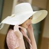 Wide Eaves-brimmed Bucket Foldable Ladies Trendy Summer Straw Woven Panama Sunshade Woven Beach Hat;  Adult One Size Fits Most (22-23 inches), adjustable size - Image 5