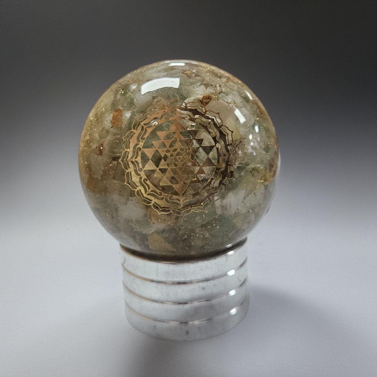 Green Fluorite Orgone Sphere – Artifact of Mental Order & Heart Renewal – 2" - Image 5