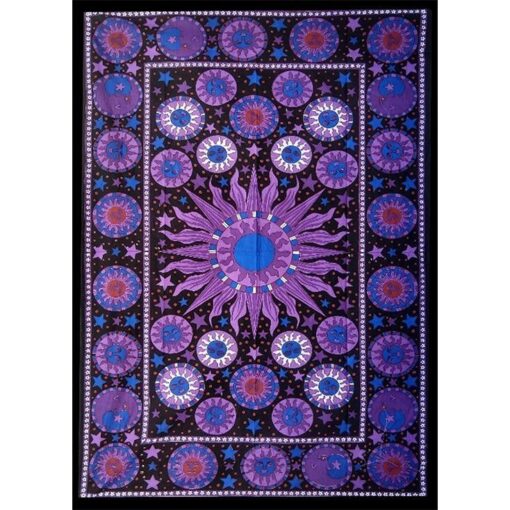 Multi Sun Beautiful Wall Hanging Handmade Cotton Tapestry 84 inch x 54 inch