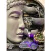 Buddha Side Face with Lotus Flower & LED Antique Resin Tabletop Waterfall Fountain 21 cm*21 cm*27 cm VTrendz
