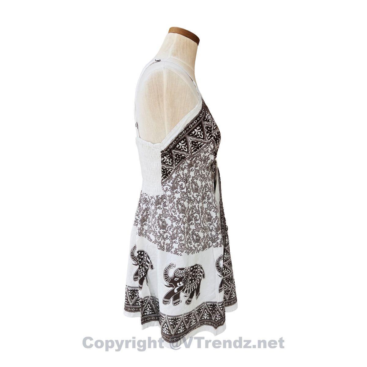 Batik Printed Short Scarf Dress with Adjustable Straps and Stretchable Back - Image 24