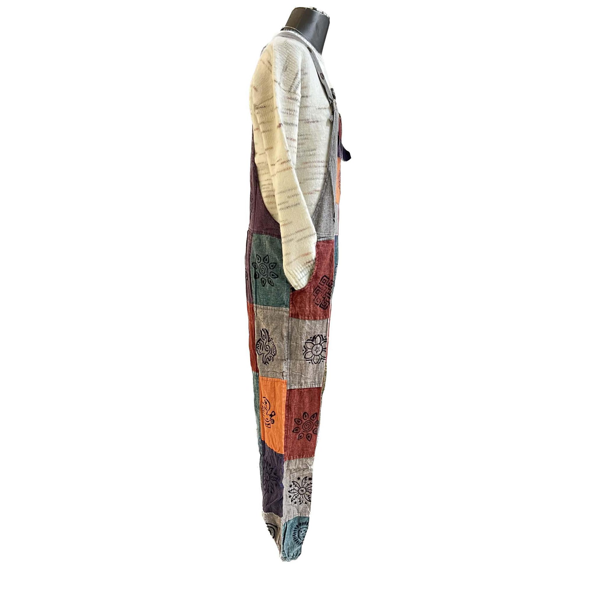 Comfort Patchwork Cotton Overalls Plain & Printed Mixed Patterns with Elastic Ankle Sizes S-XXL - Image 3