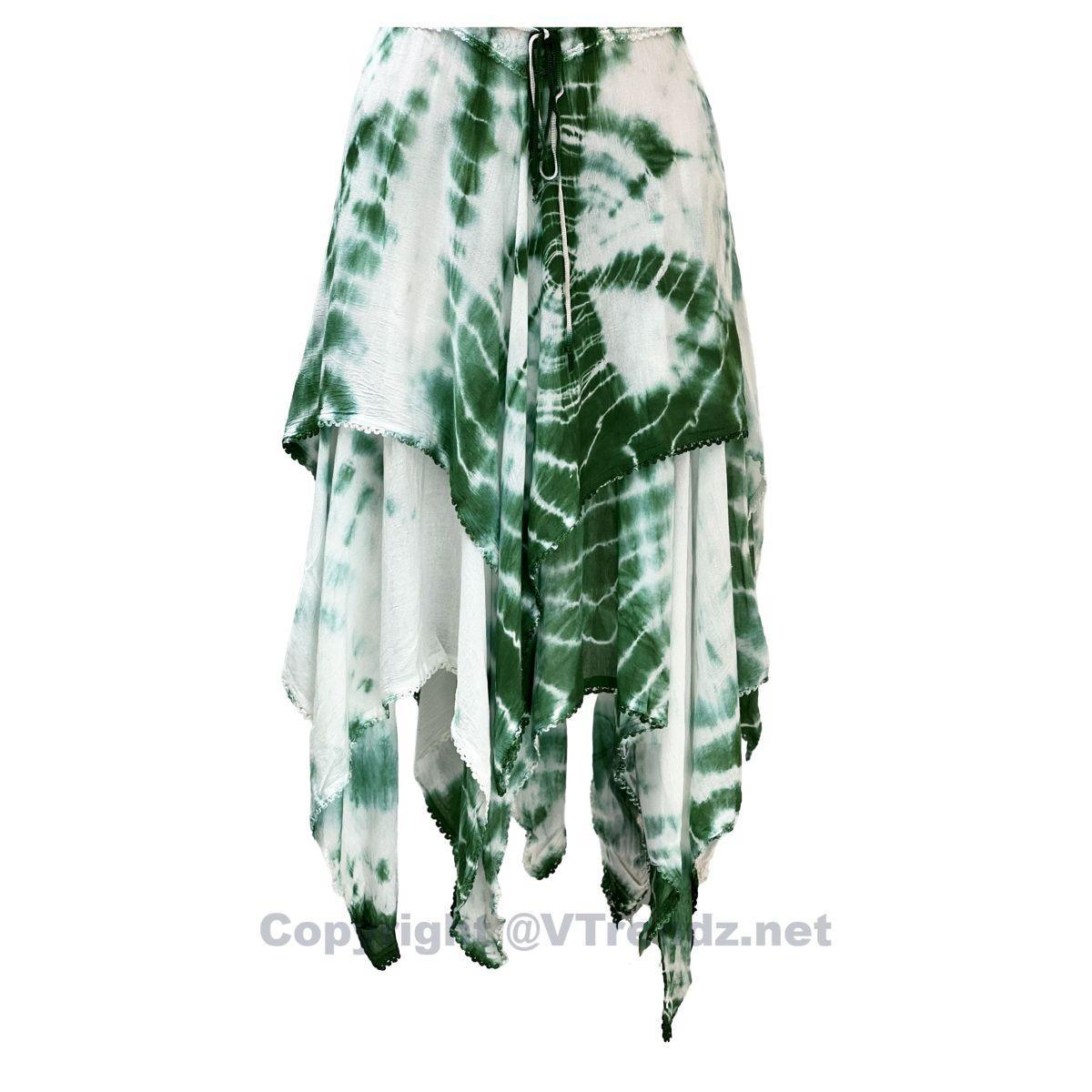 2 Layer Tie Dye Handkerchief Dress with Front Corset & Adjustable Straps - Image 14