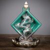 Rhombus with Waterfall Ceramic Backflow Incense Holder Waterfall Incense Burner, Reflux Burner, Handmade Ceramic, Home Décor for Meditation, Mini-Zen Experience Size: 12*9.5*16 cm VTrendz