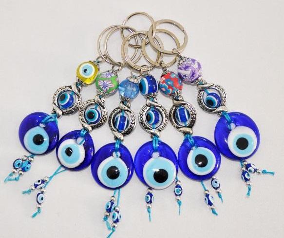 Circles with Evil Eye Keychain, Handmade