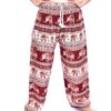 Red & Cream Elephant Print Drawstring Thai Harem Pants VTrendz