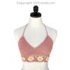 Crochet Bikini Top with Colorful Daisies Knit/ Crop Top/ Bra Top, Handmade, 1 Size Fits Most