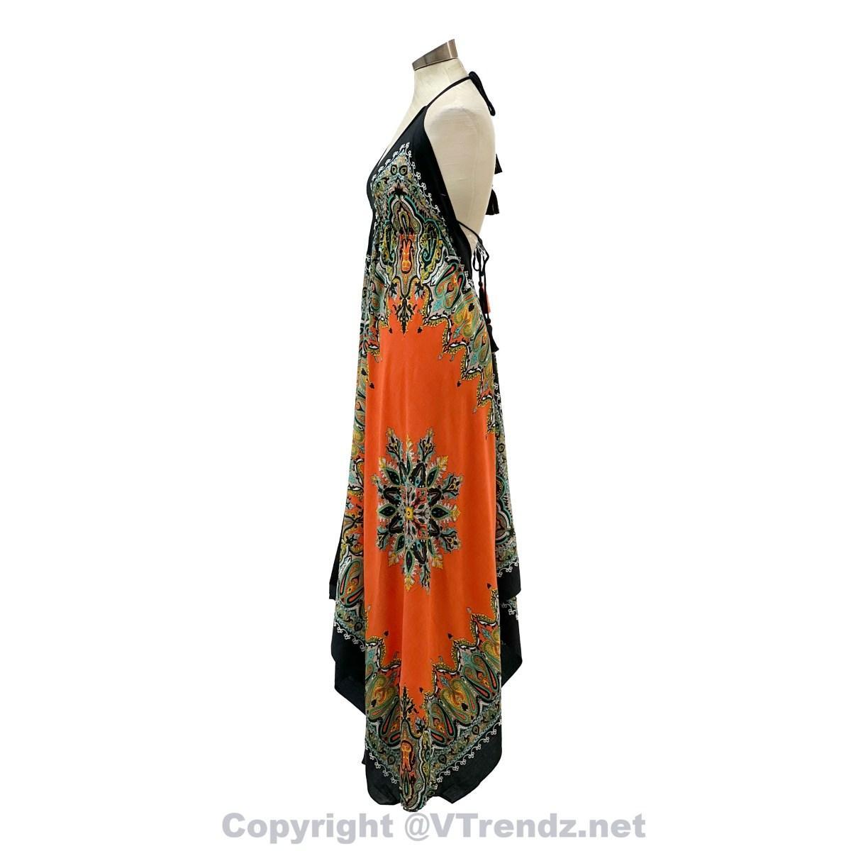 Jamawar Scarf Dress Dori with Halter Neck & Back Ties - Image 46