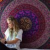 Large Hippie Tapestry - Purple Mandala Boho Bohemian Decor Psychedelic Tapestries Wall Hanging Mandala Room Hangings 84 x 54 inch VTrendz