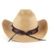 Cowboy Straw Hat For Men/Women Unisex Attractive Hat with Leather Strap;  Adult One Size Fits Most (22-23 inches), adjustable size - Image 6