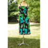 Flower Printed Straight Hem Black Base Summer Dress One Size Fits Most, Beach Wear, Casual Hibiscus Flower Printed Adjustable Sundress - Image 4
