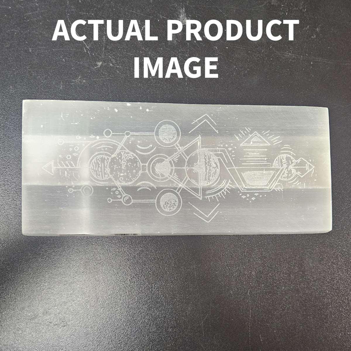 Selenite Engraved Charging Plate: Solar System & Cosmic Alignment (8 Inch) - Image 2