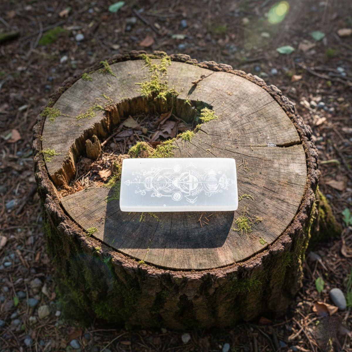 Selenite Engraved Charging Plate: Solar System & Cosmic Alignment (8 Inch) - Image 4