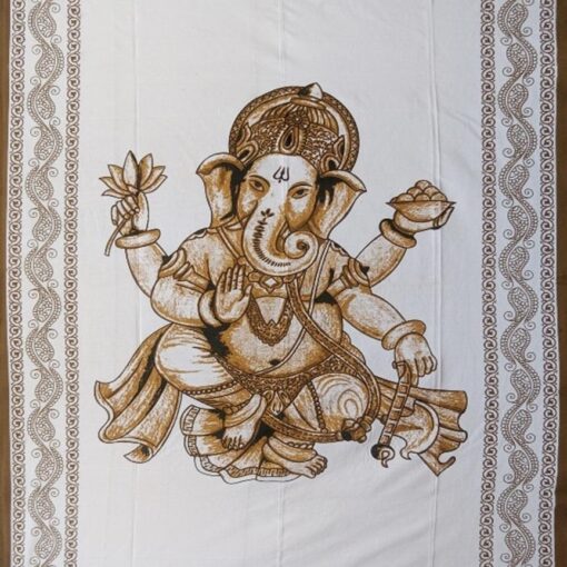 Ganesha Cream Brown Tapestry 84" x 54"