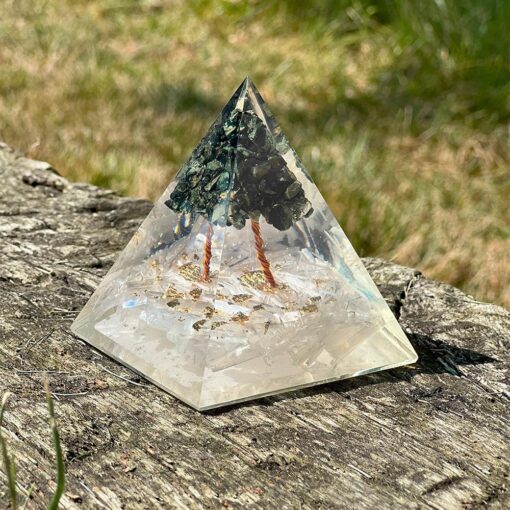 Selenite & Kambaba Jasper Base Tree of Life Orgonite Pyramid: Absolute Purification & Grounding Shield (3-Inch)