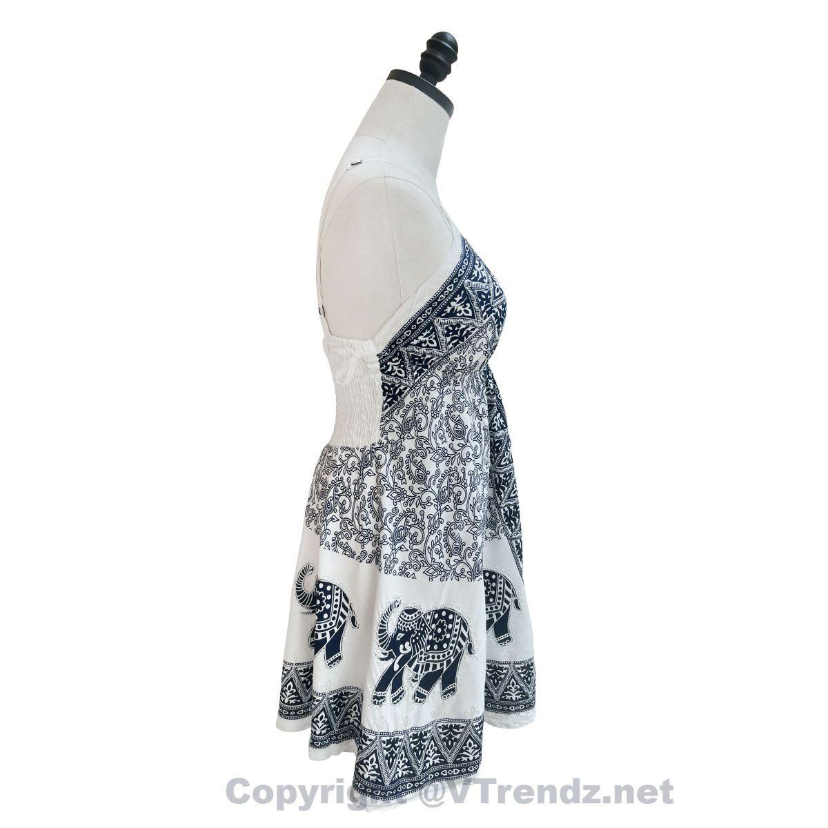 Batik Printed Short Scarf Dress with Adjustable Straps and Stretchable Back - Image 19