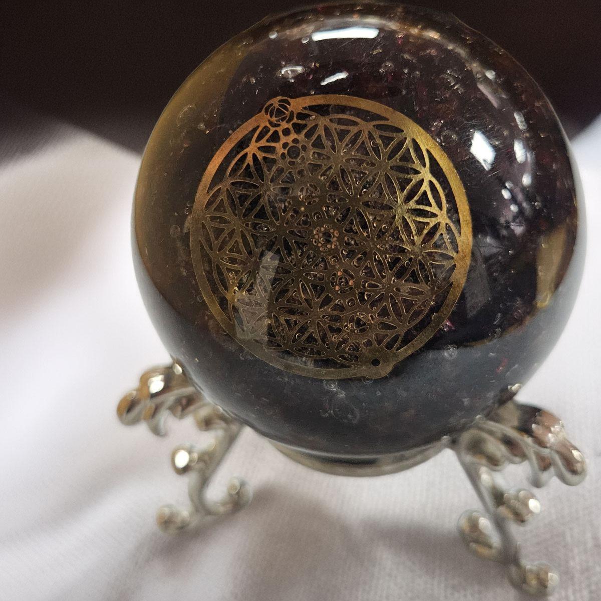 Garnet Matrix Orgone Sphere – Artifact of Passion & Primal Vitality – 2.5" - Image 3