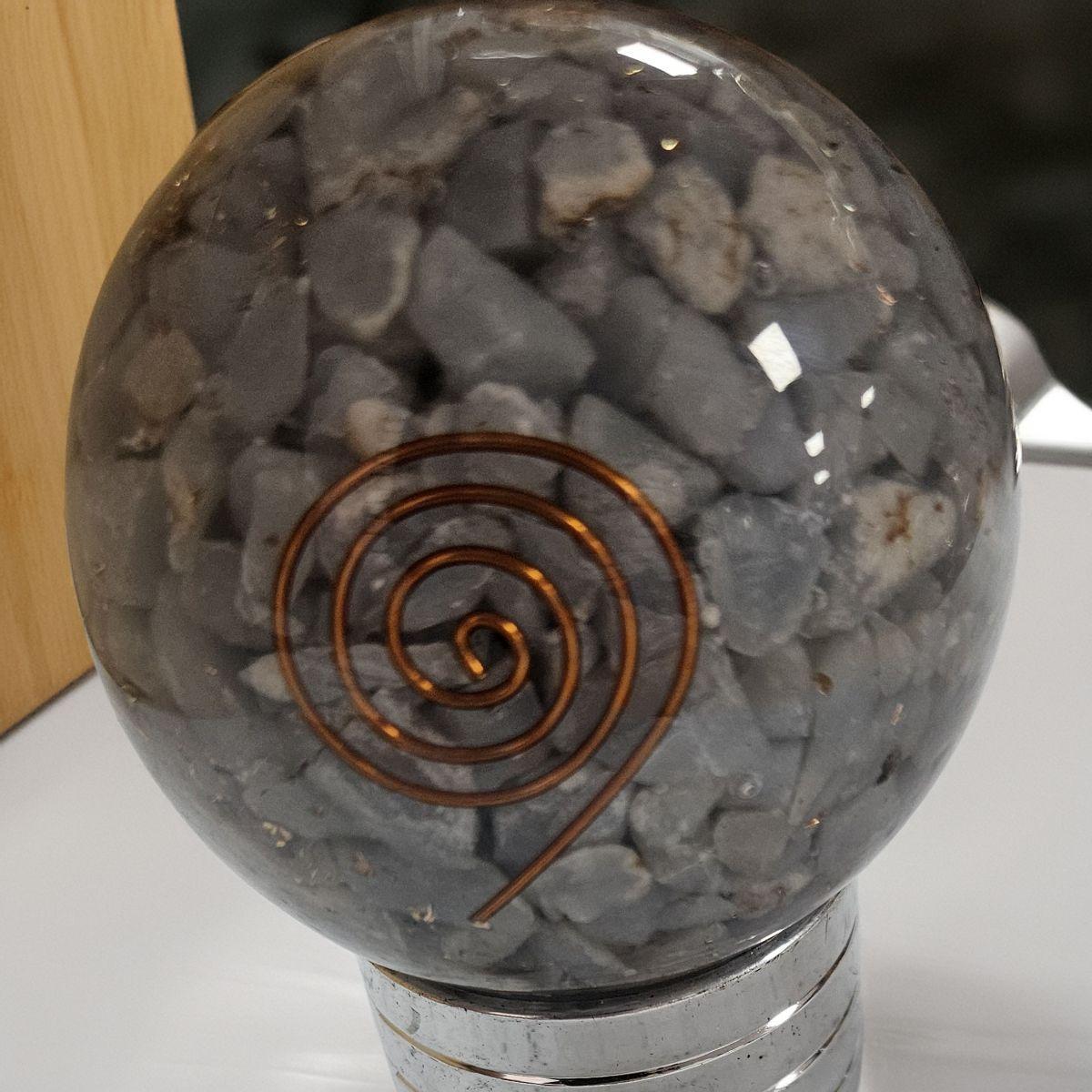 Angelite Orgone Sphere – Artifact of Celestial Peace & Angelic Guidance – 2" - Image 5