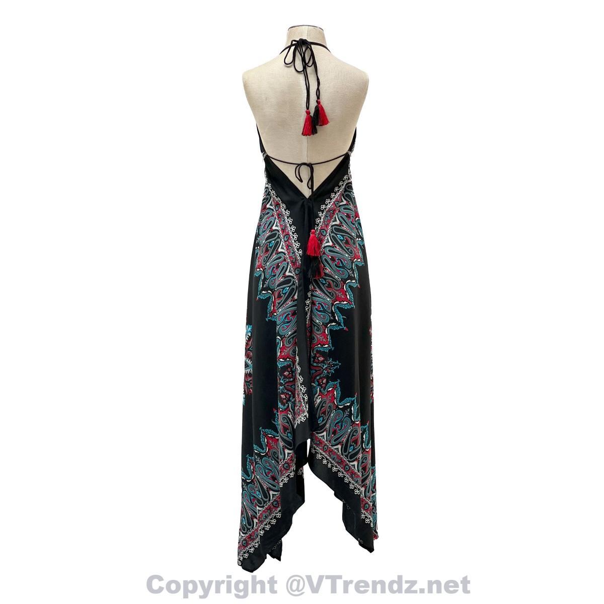 Jamawar Scarf Dress Dori with Halter Neck & Back Ties - Image 19