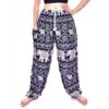 Navy Blue Elephant Print Drawstring Thai Harem Pants VTrendz