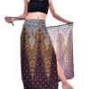 Peacock Feather Print Sarong Dark Brown Cover-up/ Skirt