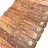 Zodiac Sign Brass Inlay Wood Ash Catcher | Celestial Incense Burner (10"L) VTrendz