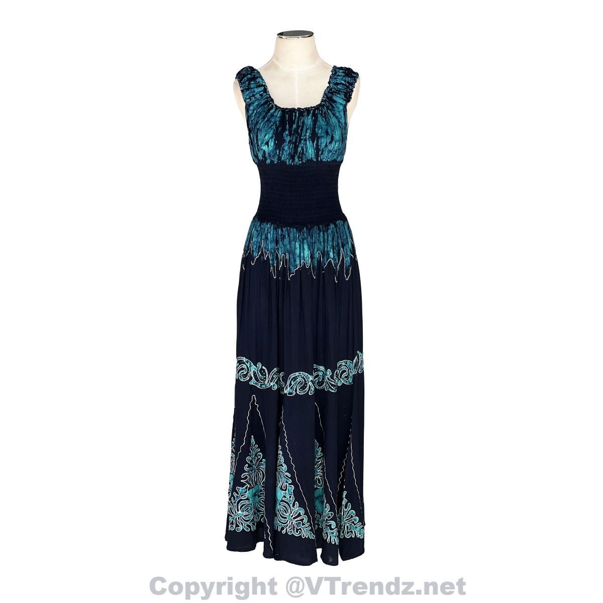 Long 8-Kali Embroidered Maxi Dress with Stretch Sleeves - Image 12