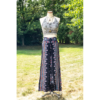 Black Peacock Feather Open Leg Thai Palazzo Pants VTrendz