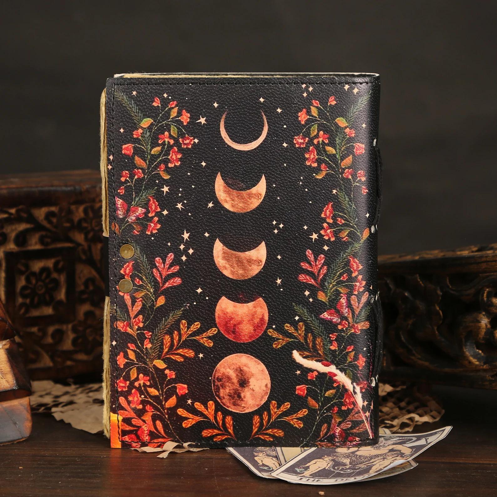 Moon Phases & Botanicals Leather Journal | Your Cosmic Grimoire - Image 3