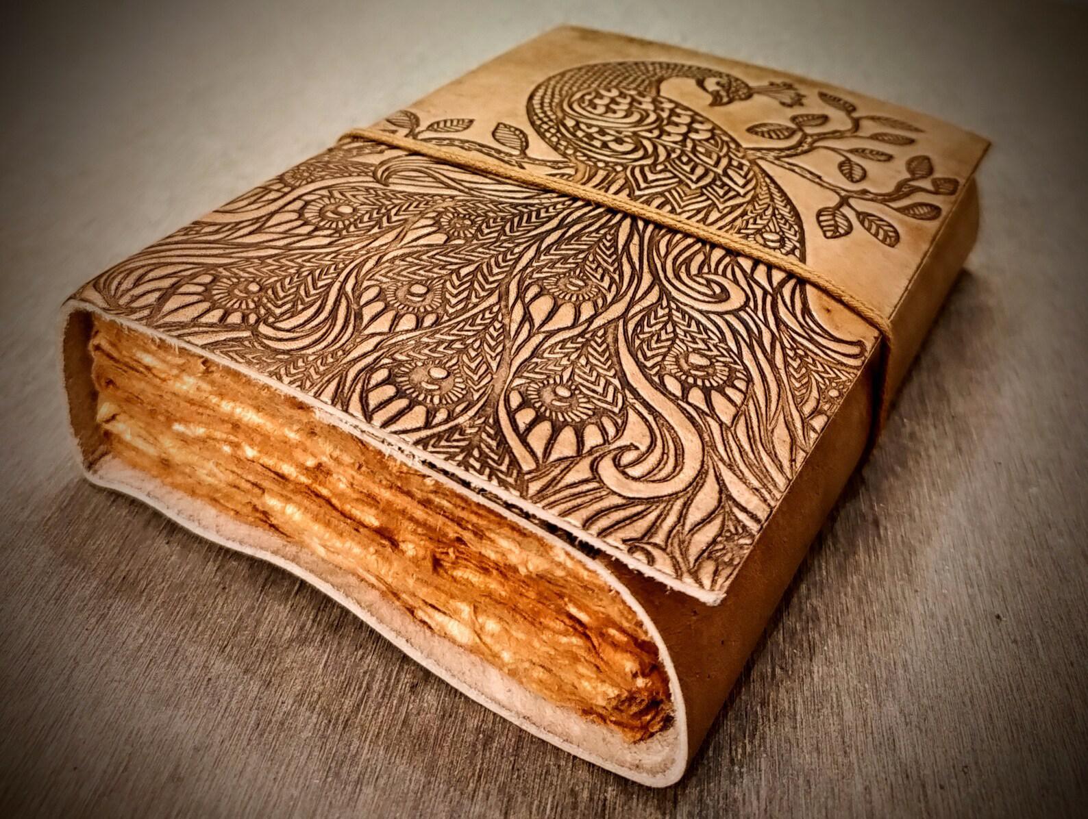 Embossed Peacock Leather Journal | Tome of Vision