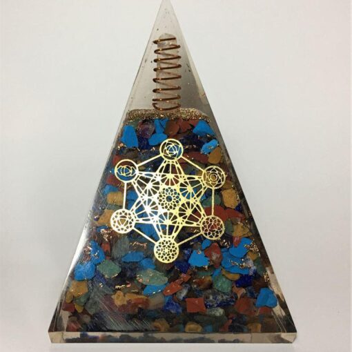 Metatron’s Chakra Orgonite Pyramid: The Ultimate Energy Converter (3.25-Inch)