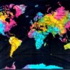 World Map Tie dye Tapestry 84" x 54" - Image 2
