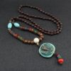 Holy Wood Beads Elephant Face Pendant Necklace for Energy Balancing, Positivity, Tranquility, and Meditation Vintage Nepal Long Buddhist Mala Wood Beaded Pendant & Necklace Ethnic Bohemian Boho Lucky Jewelry VTrendz