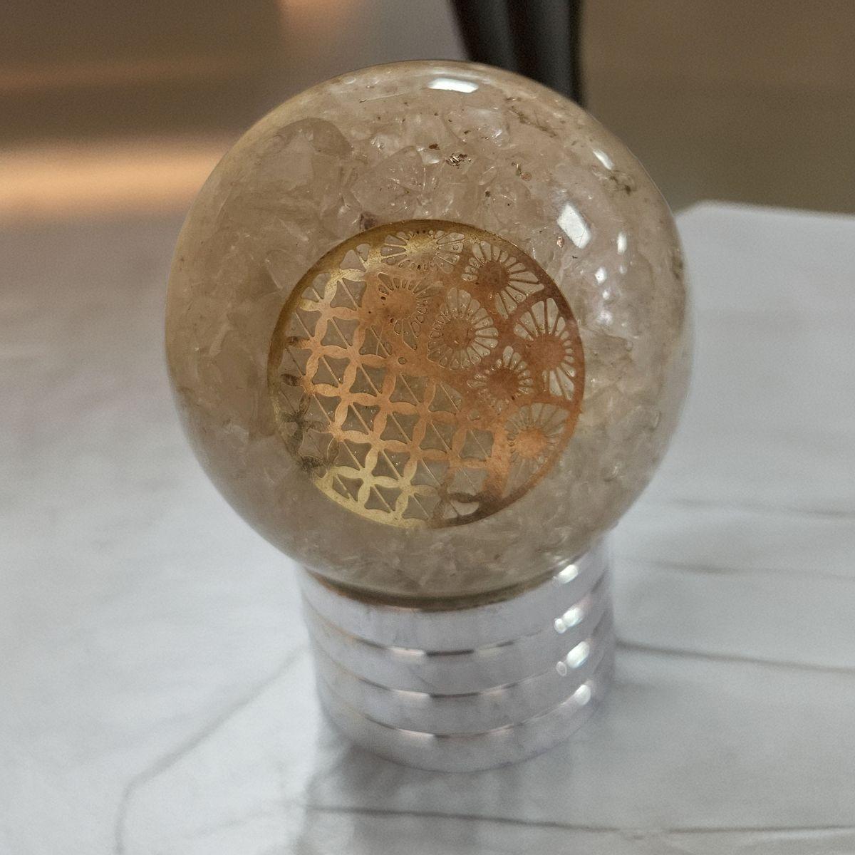 Orgone Clear Quartz Sphere – Artifact of Pure Amplification & Divine Light – 2" - Image 4