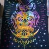 Sugar Skull Owl Tie dye Poster Wall Hanging Handmade Cotton Tapestry 40"x30" inch VTrendz