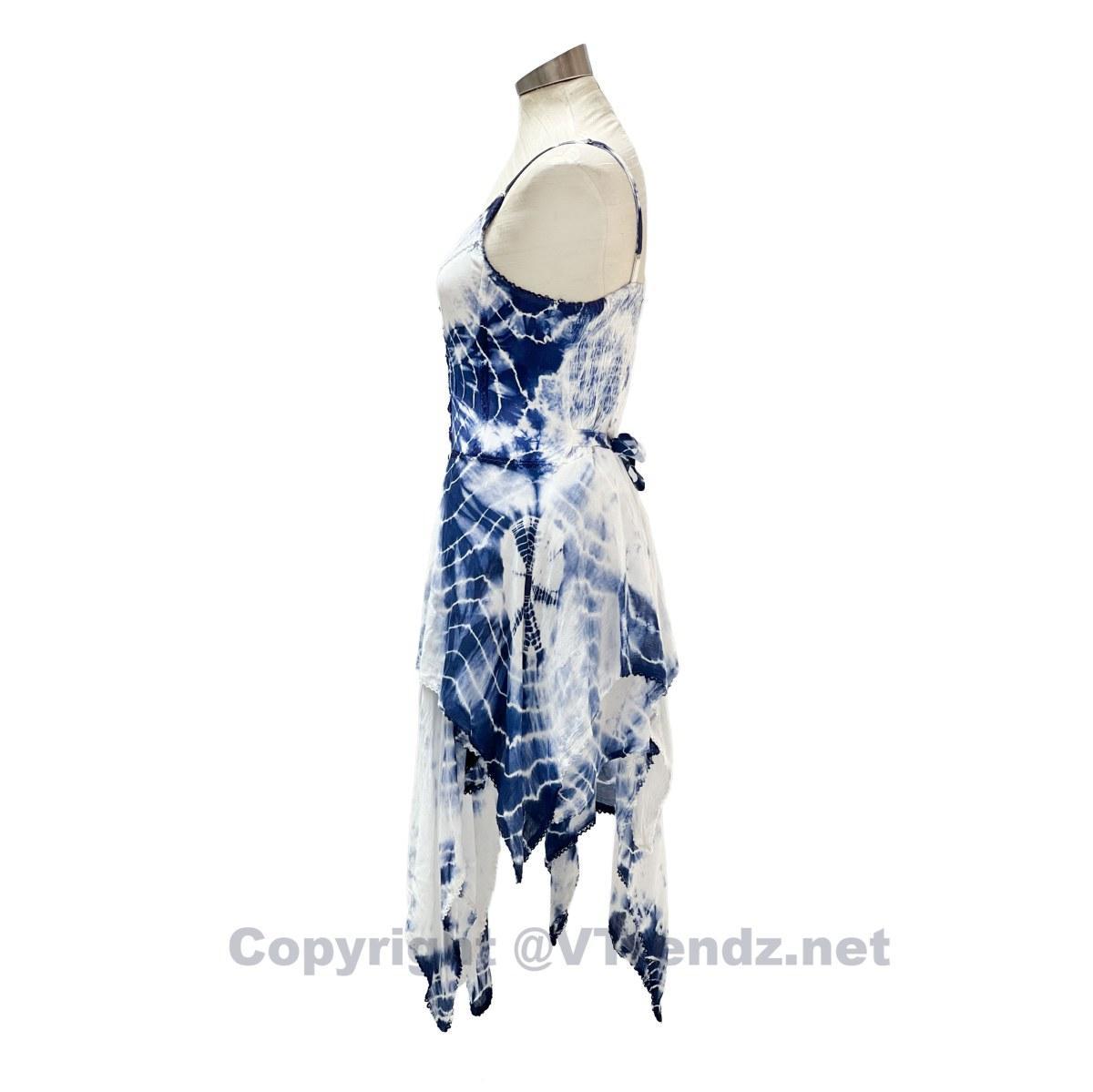 2 Layer Tie Dye Handkerchief Dress with Front Corset & Adjustable Straps - Image 5