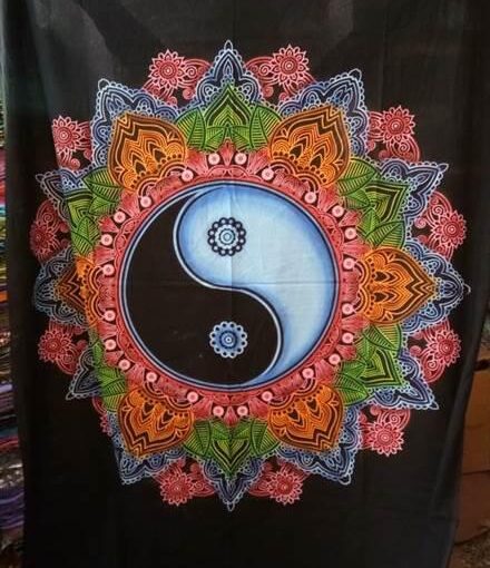 Yin Yang Mandala Flower Wall Hanging Handmade Cotton Tapestry 84" x 54" inch