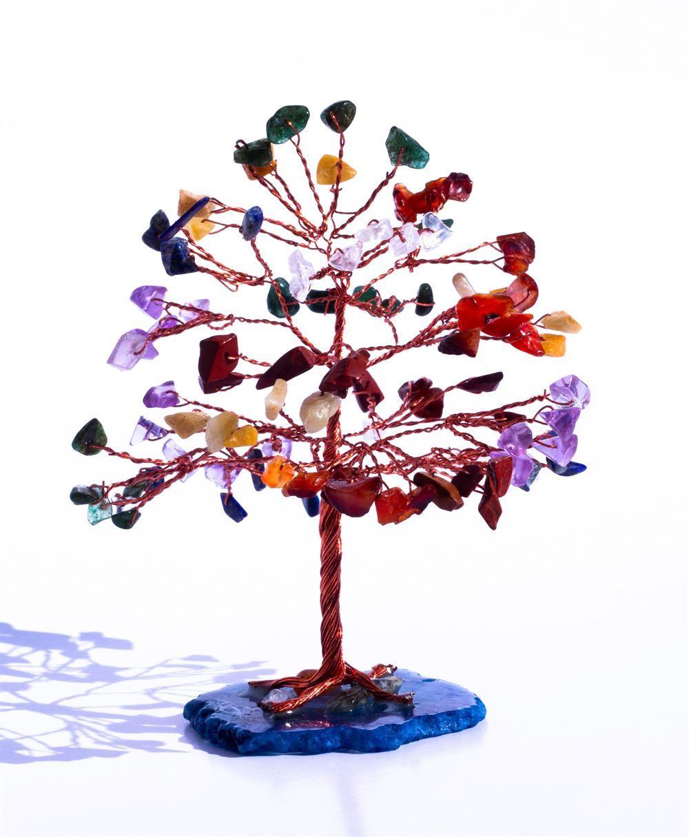 7-Chakra Agate Slice Base Gemstone Feng Shui Tree: The Multi-Mineral Architect of Alignment - Image 2