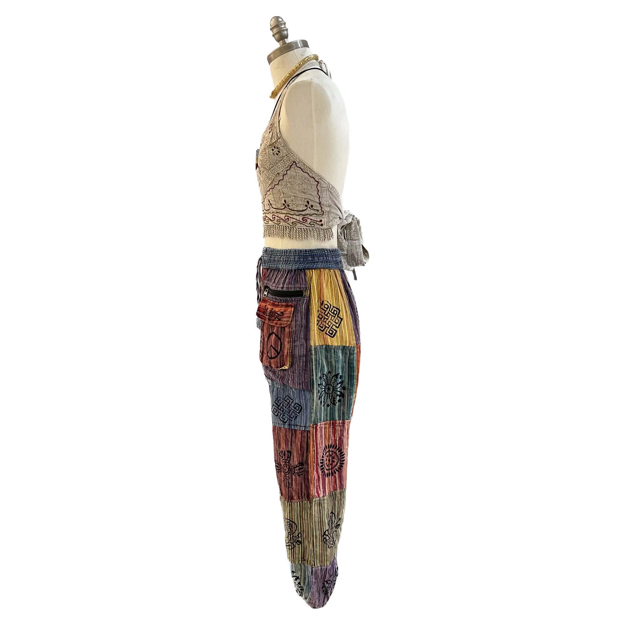 Striped Patch Boho Pants - Image 4