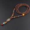 Holy Wood Beads Oval Shaped Om Pendant Necklace for Energy Balancing, Positivity, Tranquility, and Meditation Vintage Nepal Long Buddhist Mala Wood Beaded Pendant & Necklace Ethnic Bohemian Boho Lucky Jewelry VTrendz