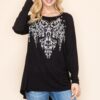 20492L-Top,  LONG SLEEVE SWING FLARE HEM TOP With Rhinestone and Grommets by Vocal - Image 3