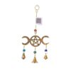 Triple Moon Wind Chime Brass with Beads 9"L