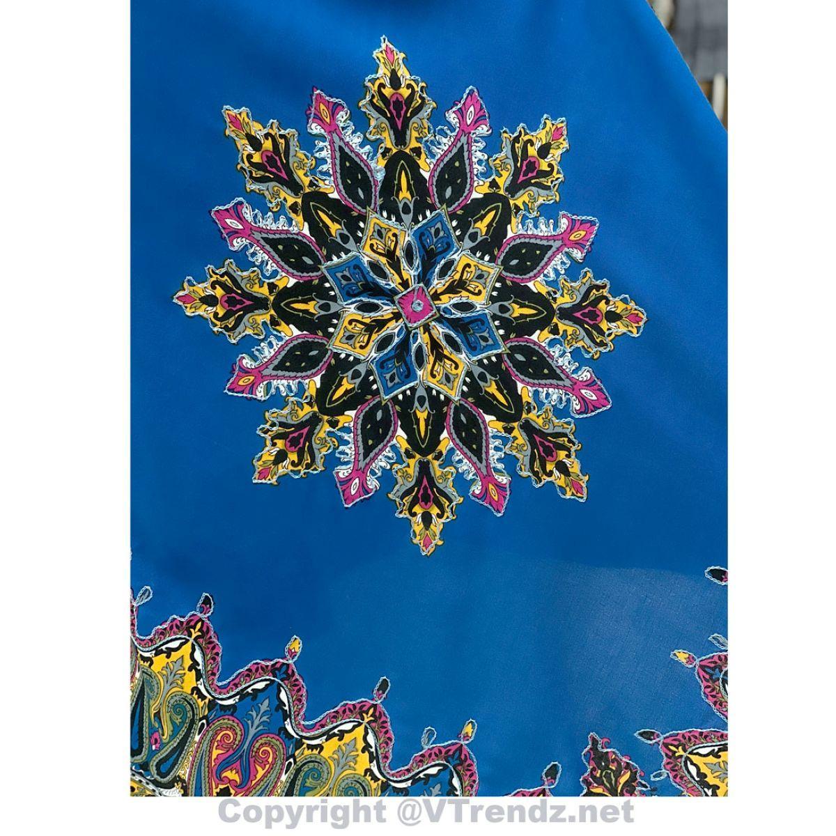 Jamawar Scarf Dress Dori with Halter Neck & Back Ties - Image 28