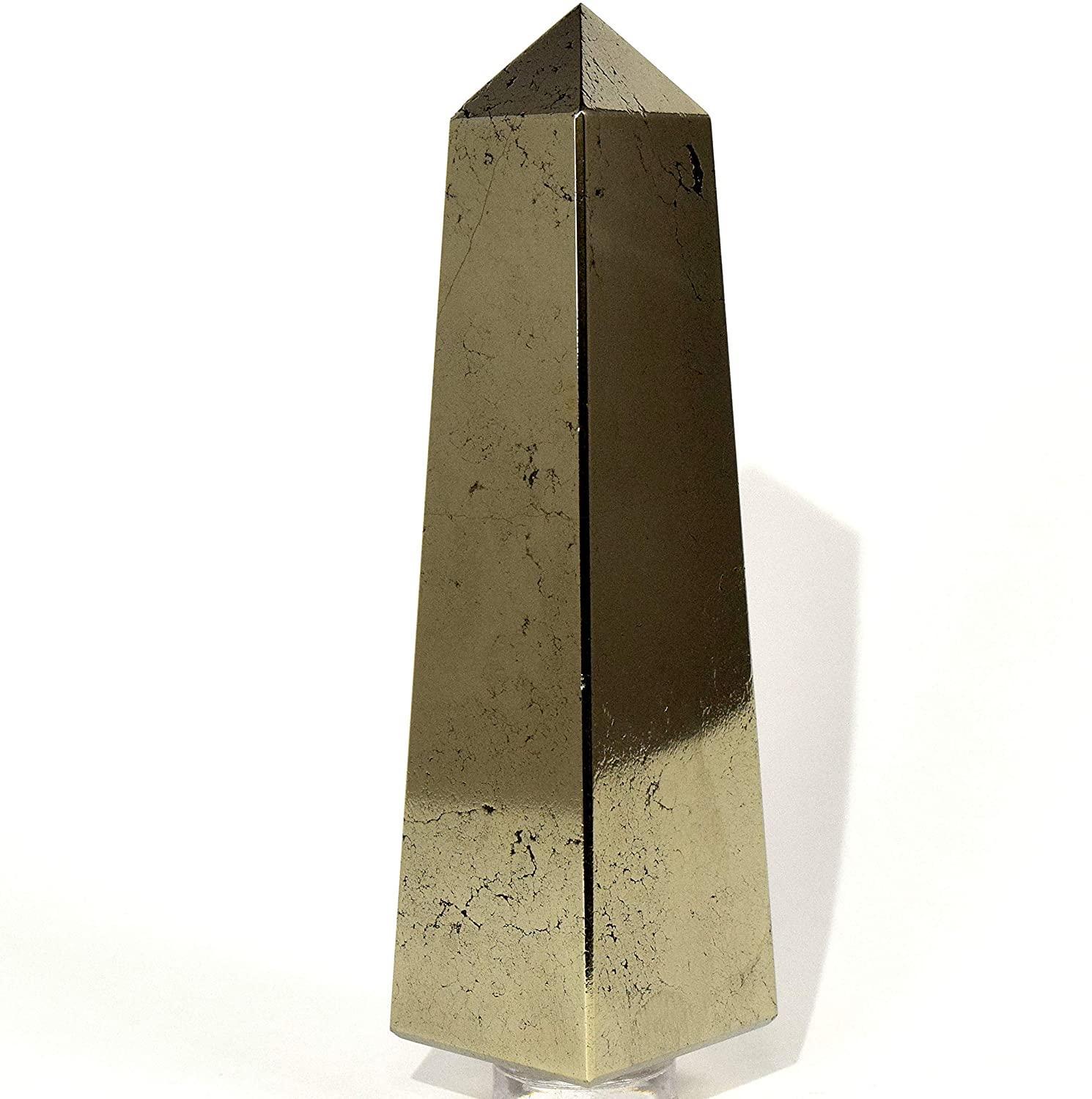 Pyrite Obelisk Tower: Jumbo Healing Wand for Abundance, Protection & Solar Will