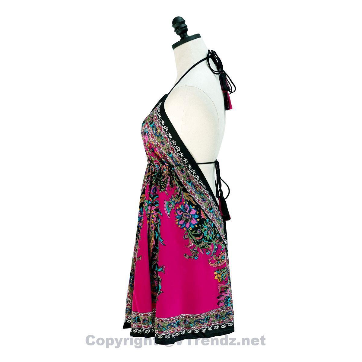 Hand-Printed Jamawar Short Scarf Halter Dress - Image 10