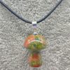 Unakite Mushroom Carved Pendant Necklace Natural Crystals For Energy Balancing, Meditation, Reiki, Healing Approx. 2cm Pendant VTrendz