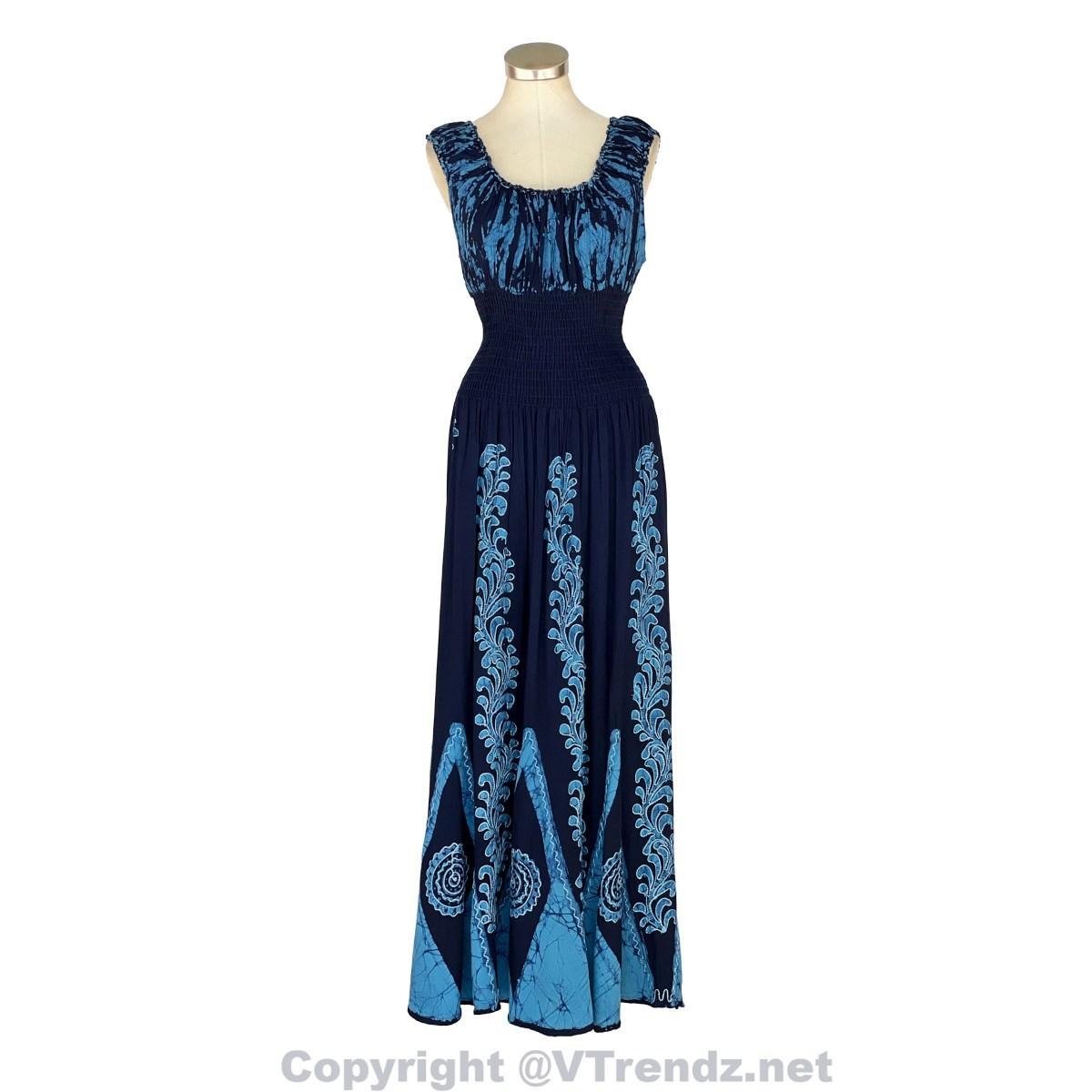 Long 8-Kali Embroidered Maxi Dress with Stretch Sleeves