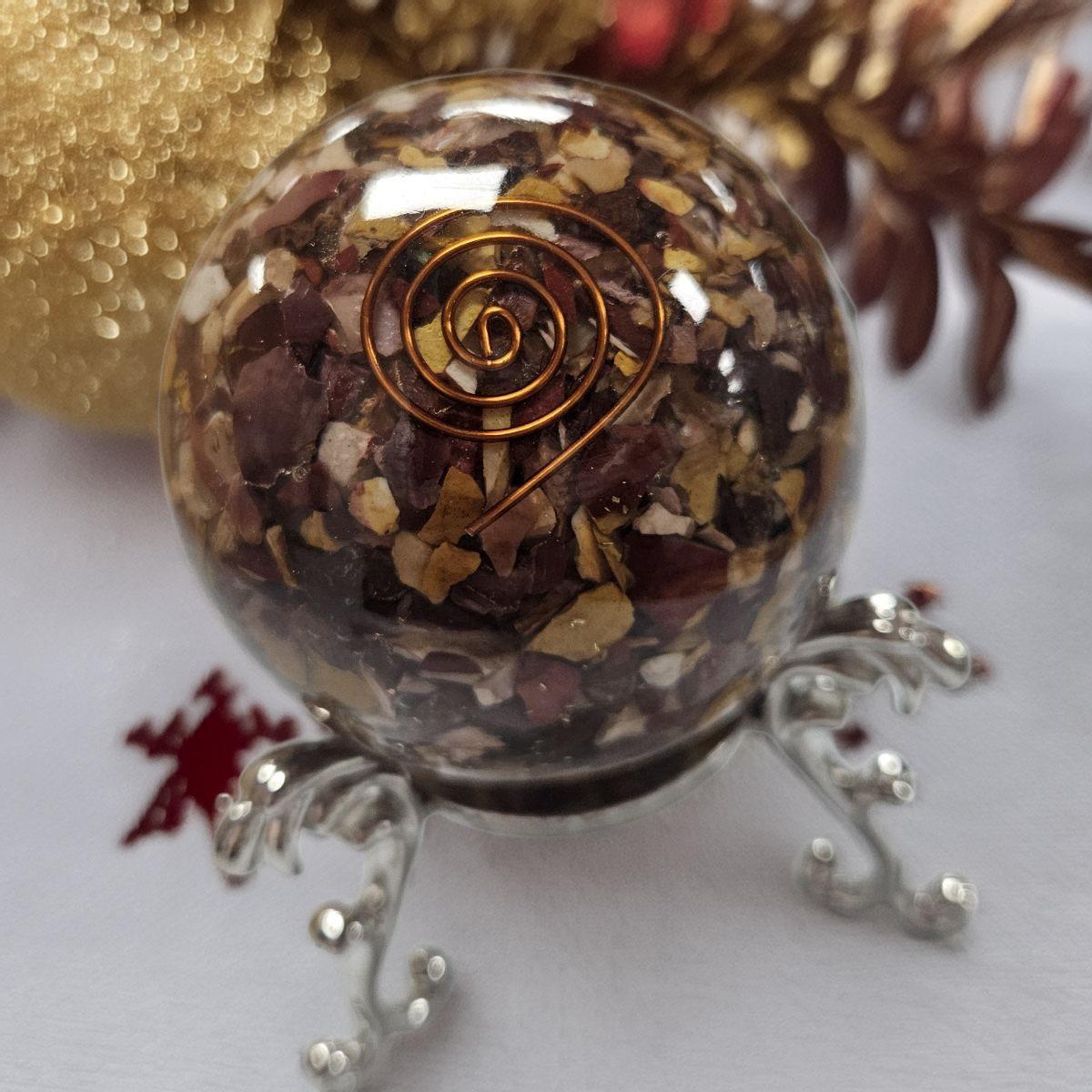 Mookaite Jasper Orgone Sphere – Artifact of Vitality & Earth Wisdom – 2.5" - Image 2